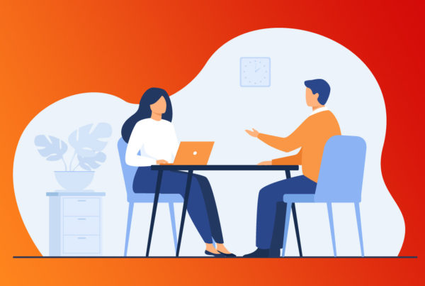 Illustation business connect - deux personnes qui discutent réunion