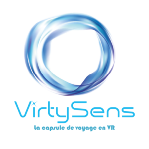 Logo Virtysens, la capsule de voyage en VR