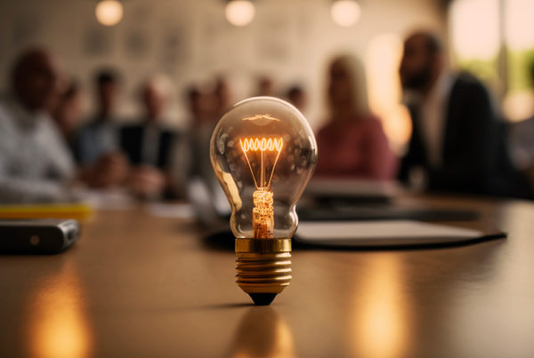 Une ampoule sur une table pour représenter l'innovation